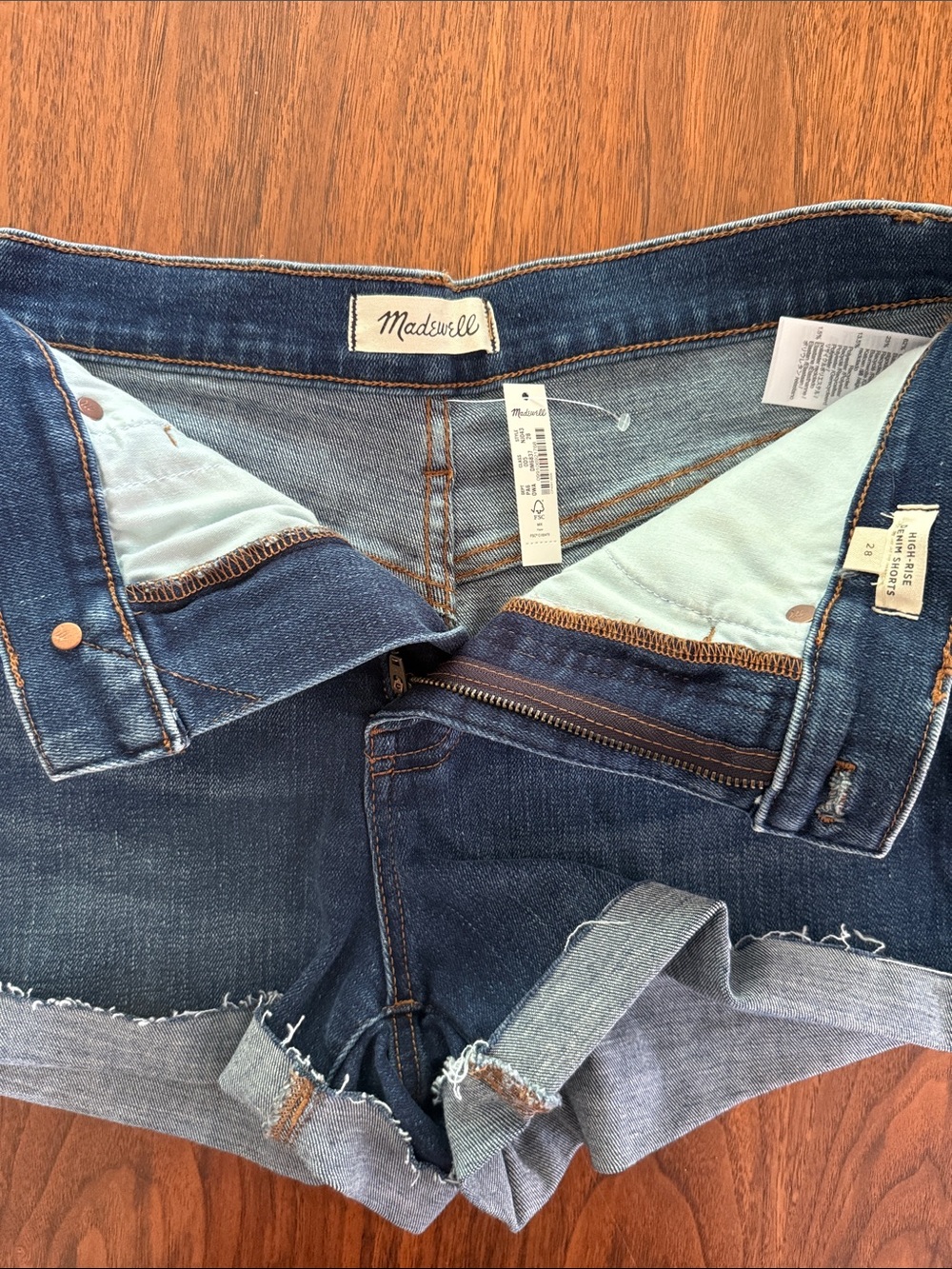 Madewell Dark Blue Denim High rise Boyfriend Cutoff Shorts